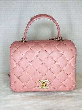 CHANEL Pink Top-Handle Satchel with Gold Hardware